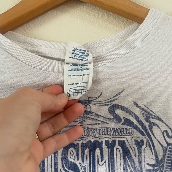 White and Blue AUSTIN Graphic Crop Tee with back design - Picture 4 of 6